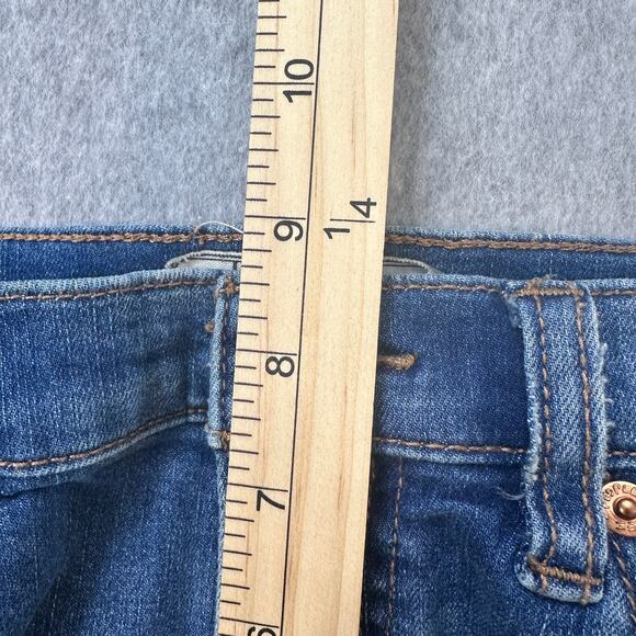 Free People Skinny Jeans SZ 25 Crop Stonewashed Mid Rise Distressed Blue Denim - Picture 7 of 9